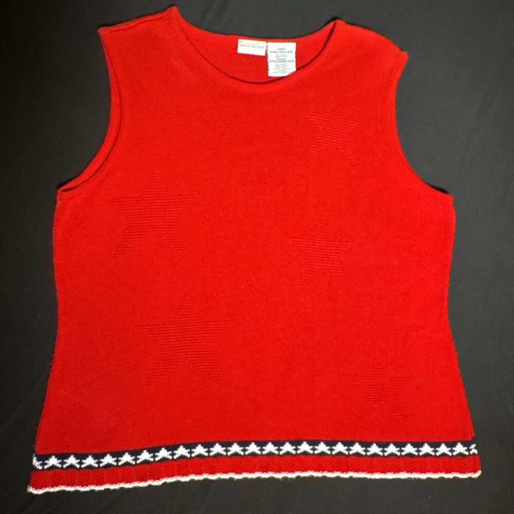 Women's White Stag Tee Tank Top Red Stars RWB Size XLarge (16-18)